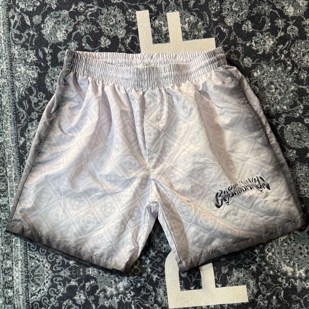 Men's Light Gray Printed Athletic Shorts